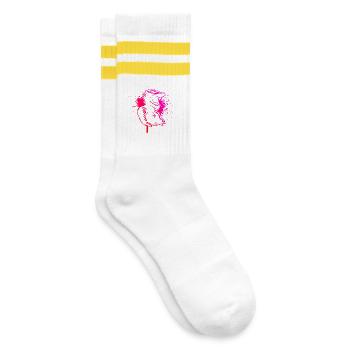 Iconic motocross motif - Striped tennis socks - white/yellow - Right