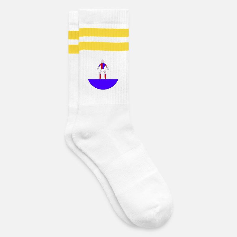 Subbuteo Geometric Hero auf Blue Arc - Gestreifte Tennissocken - Weiß/Gelb