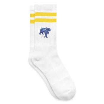 Indian Chief with Bear Watercolors - Striped tennis socks - white/yellow - Right
