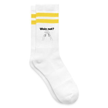 Lack of wine? – Cheers to life, wine lover - Striped tennis socks - white/yellow - Right