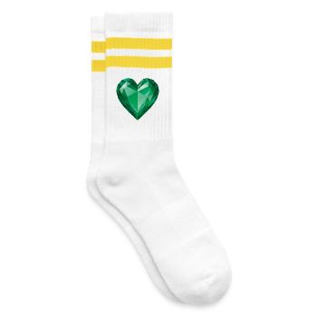 EMERALD HEART - peace & love - Striped tennis socks - white/yellow - Right