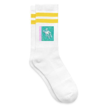  Clean Core Bubble Bear - Gestreifte Tennissocken - Weiß/Gelb - Rechts