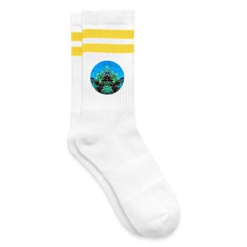 Waserwesen im Rote - Gestreifte Tennissocken - Weiß/Gelb - Rechts