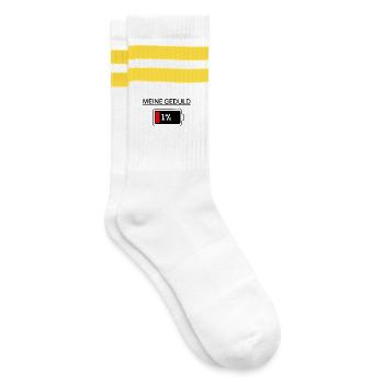 MEINE GEDULD - Gestreifte Tennissocken - Weiß/Gelb - Rechts
