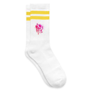 Kurz und klar Windsurfing - Gestreifte Tennissocken - Weiß/Gelb - Rechts