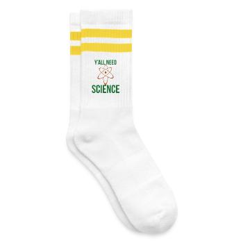 Yall Need Science Graphic Tee - Striped tennis socks - white/yellow - Right