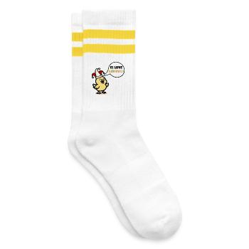 Küken Kostüm - Ei Karneval - Gestreifte Tennissocken - Weiß/Gelb - Rechts