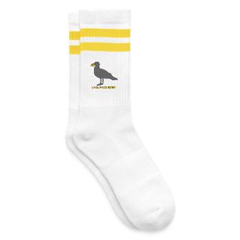 Local Food Expert - Grau - Gestreifte Tennissocken - Weiß/Gelb - Rechts