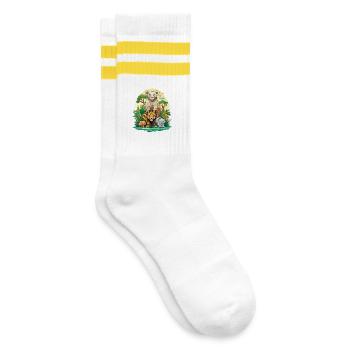 Dschungel Tierfreunde Ensemble - Gestreifte Tennissocken - Weiß/Gelb - Rechts