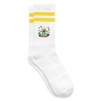 Super-héroïne plante joyeuse - Chaussettes de tennis - blanc/jaune - Droite