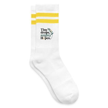 Homeopathy Tiny Drops Mighty Hopes Professional  - Striped tennis socks - white/yellow - Right