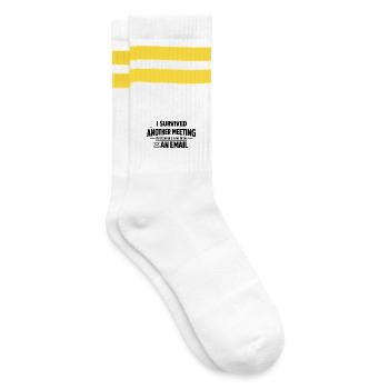 J’ai survécu à une autre réunion - Chaussettes de tennis - blanc/jaune - Droite