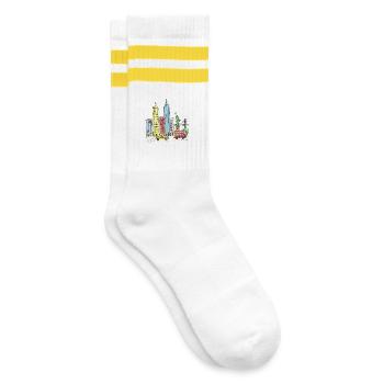 Art de dessins animés Liberty Skyline de New York - Chaussettes de tennis - blanc/jaune - Droite