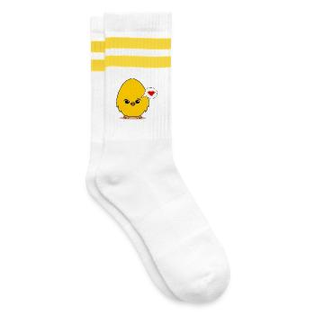 Declaration of Love Valentine's Day Chick - Striped tennis socks - white/yellow - Right