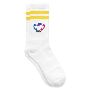Bad_Telephony - Gestreifte Tennissocken - Weiß/Gelb - Rechts