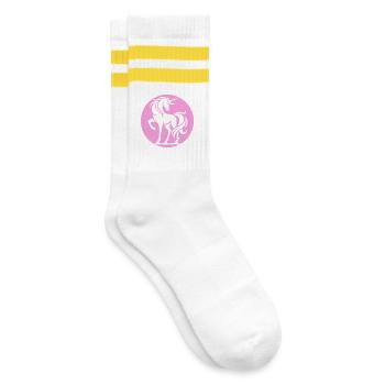 Cercle de la silhouette de la licorne rose - Chaussettes de tennis - blanc/jaune - Droite