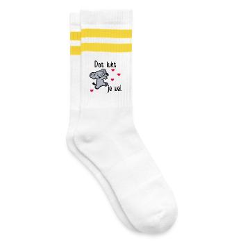 Exams Motivation Elephant - Striped tennis socks - white/yellow - Right