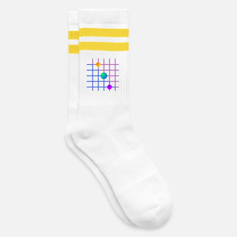 Gradient Grid with Paint Balls - Striped tennis socks - white/yellow