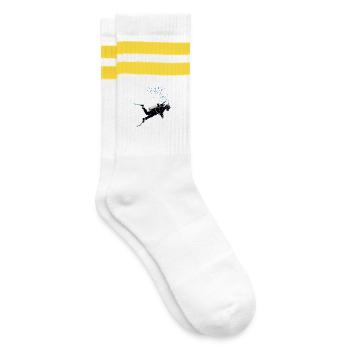 Plongeur sous-marine rétro en pixel art - Chaussettes de tennis - blanc/jaune - Droite