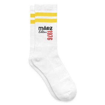 51st birthday 1976 March - Striped tennis socks - white/yellow - Right