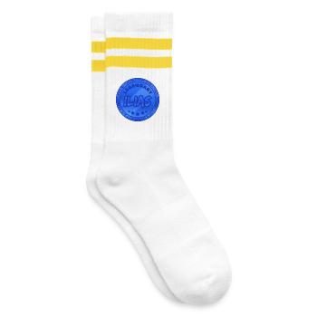 Geschenk für Ilias - Gestreifte Tennissocken - Weiß/Gelb - Rechts