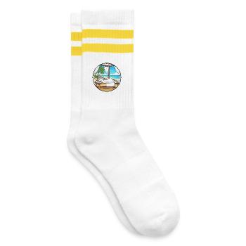 Beach Spa Unicorn Magical Relaxing Art - Striped tennis socks - white/yellow - Right