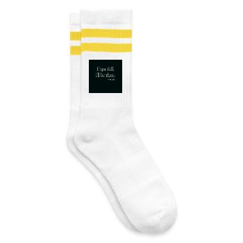 If You Fall Typography Poster Design - Gestreifte Tennissocken - Weiß/Gelb - Rechts