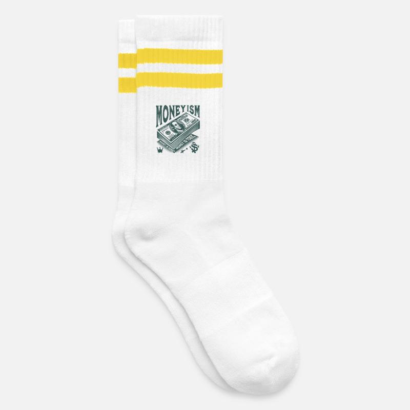 Money Is King Stack Artwork - Striped tennis socks - white/yellow