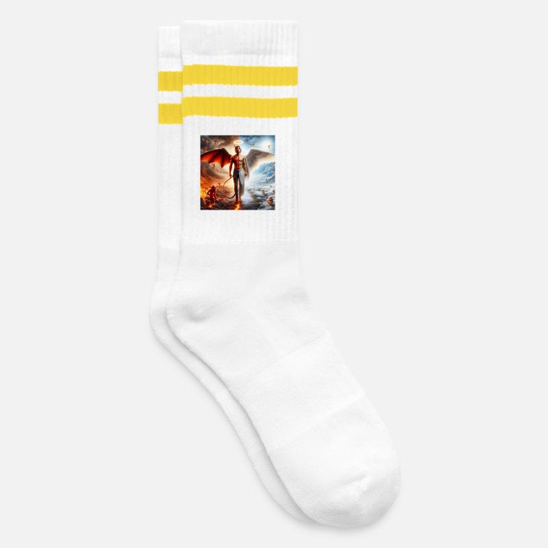 Dualité Céleste et Infernale - Chaussettes de tennis - blanc/jaune
