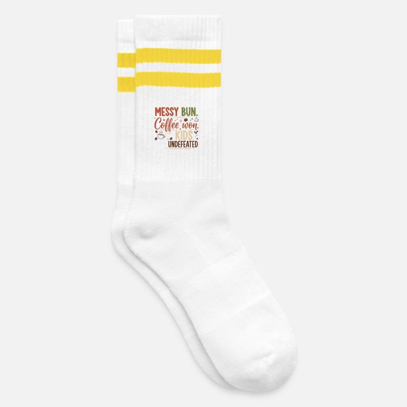Messy Bun, Coffee Won - Striped tennis socks - white/yellow