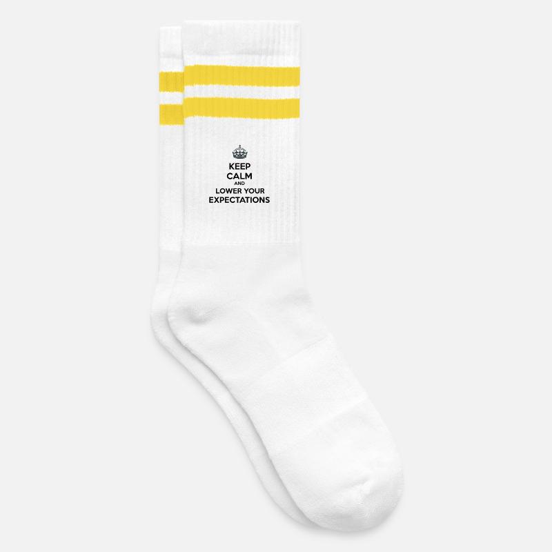 Keep Calm Lower Your Expectations - Striped tennis socks - white/yellow