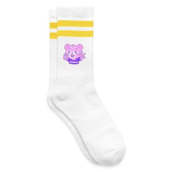 Harmoney Teddy - Striped tennis socks - white/yellow - Right