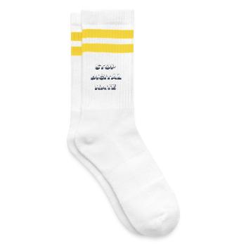 Stop Digital Hate – gegen digitale Gewalt - Gestreifte Tennissocken - Weiß/Gelb - Rechts