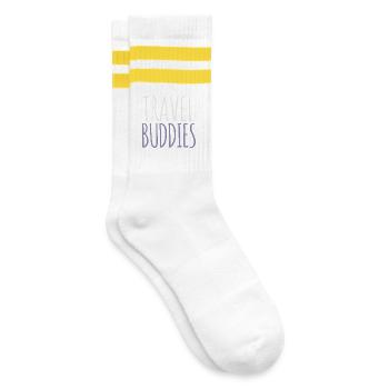 Reisefreunde - Gestreifte Tennissocken - Weiß/Gelb - Rechts