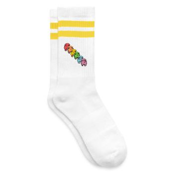 INKLUSION HUNDE VIELFALT - Gestreifte Tennissocken - Weiß/Gelb - Rechts