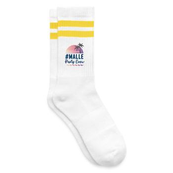 MALLE Party Crew Sunset Palm Trees - Striped tennis socks - white/yellow - Right