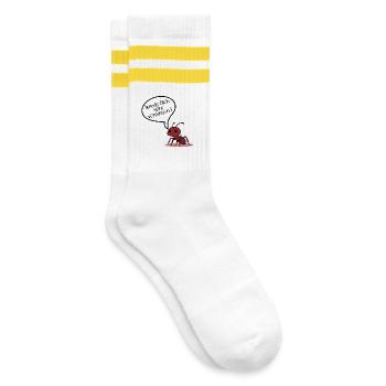 Abschied Ameise - Gestreifte Tennissocken - Weiß/Gelb - Rechts