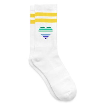 Pride Flag Heart · Gay - Gestreifte Tennissocken - Weiß/Gelb - Rechts
