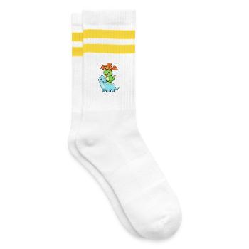 Brontosaurus T-Rex Pterodaktylus - Gestreifte Tennissocken - Weiß/Gelb - Rechts