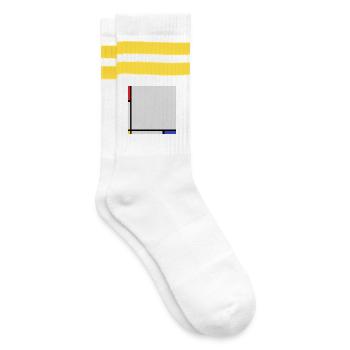 Komposition im Stil von Mondrian. - Gestreifte Tennissocken - Weiß/Gelb - Rechts