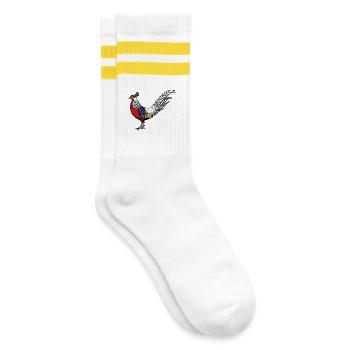Lady Amhersts Fasanen-Natursammlung - Gestreifte Tennissocken - Weiß/Gelb - Rechts