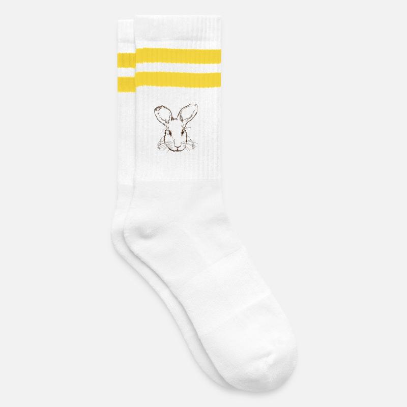 Rabbit - Striped tennis socks - white/yellow