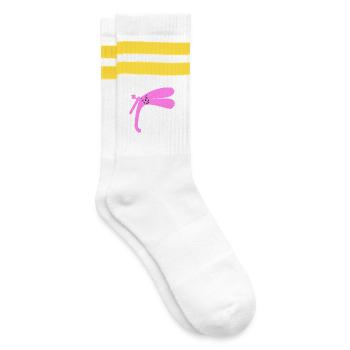 Spekulum Frauenheilkunde Gynäkologie - Gestreifte Tennissocken - Weiß/Gelb - Rechts