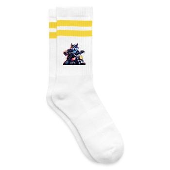Motard Néon Loup Moto Animal - Chaussettes de tennis - blanc/jaune - Droite
