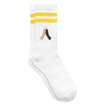Diverse Hands Clap Unity - Striped tennis socks - white/yellow - Right