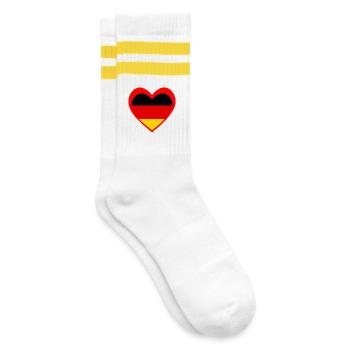 Rotes Deutschland Herzflagge – Liebe und Stolz - Striped tennis socks - white/yellow - Right