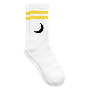 Halbmond - Gestreifte Tennissocken - Weiß/Gelb - Rechts