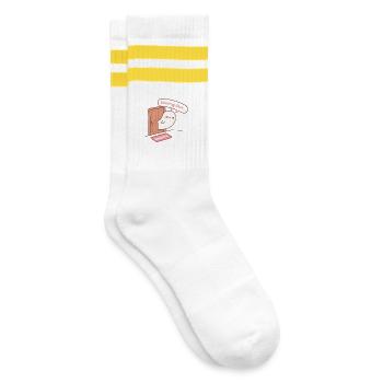 Cute Ghost Zoning Out The Door - Striped tennis socks - white/yellow - Right