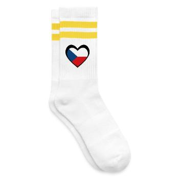 Černé Srdce Česko - Striped tennis socks - white/yellow - Right