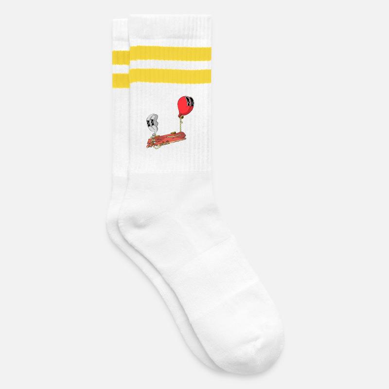 SCHWEBEN - Gestreifte Tennissocken - Weiß/Gelb